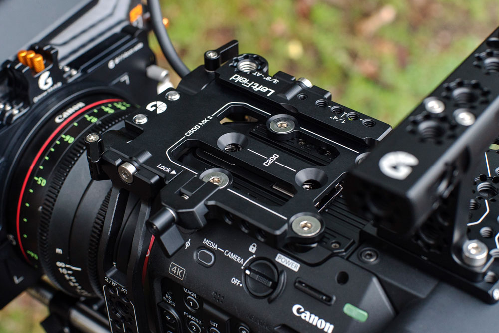 Top plate of Left Field cage for Canon C500 Mk II